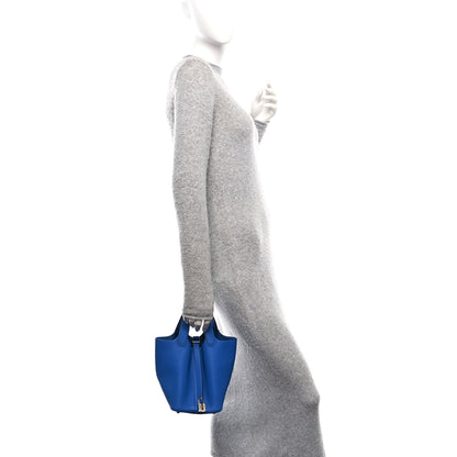 Hermes Taurillon Clemence Picotin Lock 18 PM Bleu Zellige 2 of 11