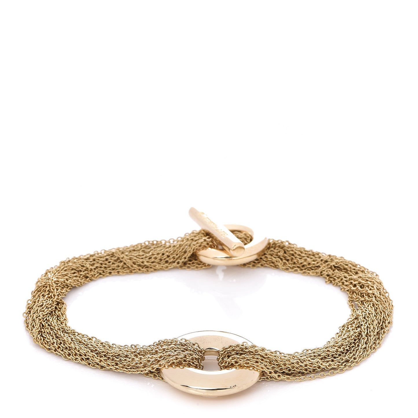 18K Yellow Gold Multi-Chain Circle Toggle Bracelet