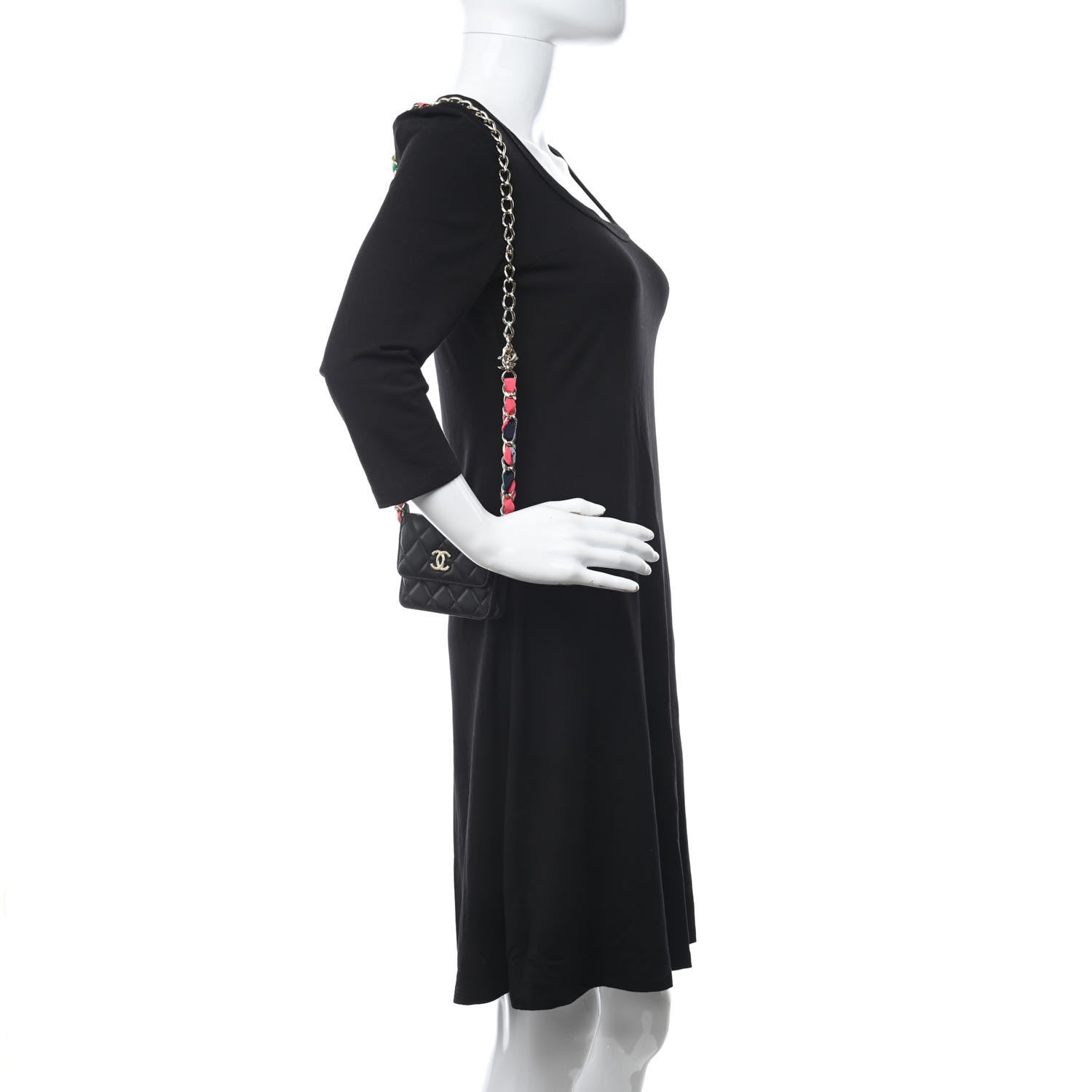 Chanel Shiny Lambskin Ribbon Quilted Flap Belt Bag Black 2 of 10