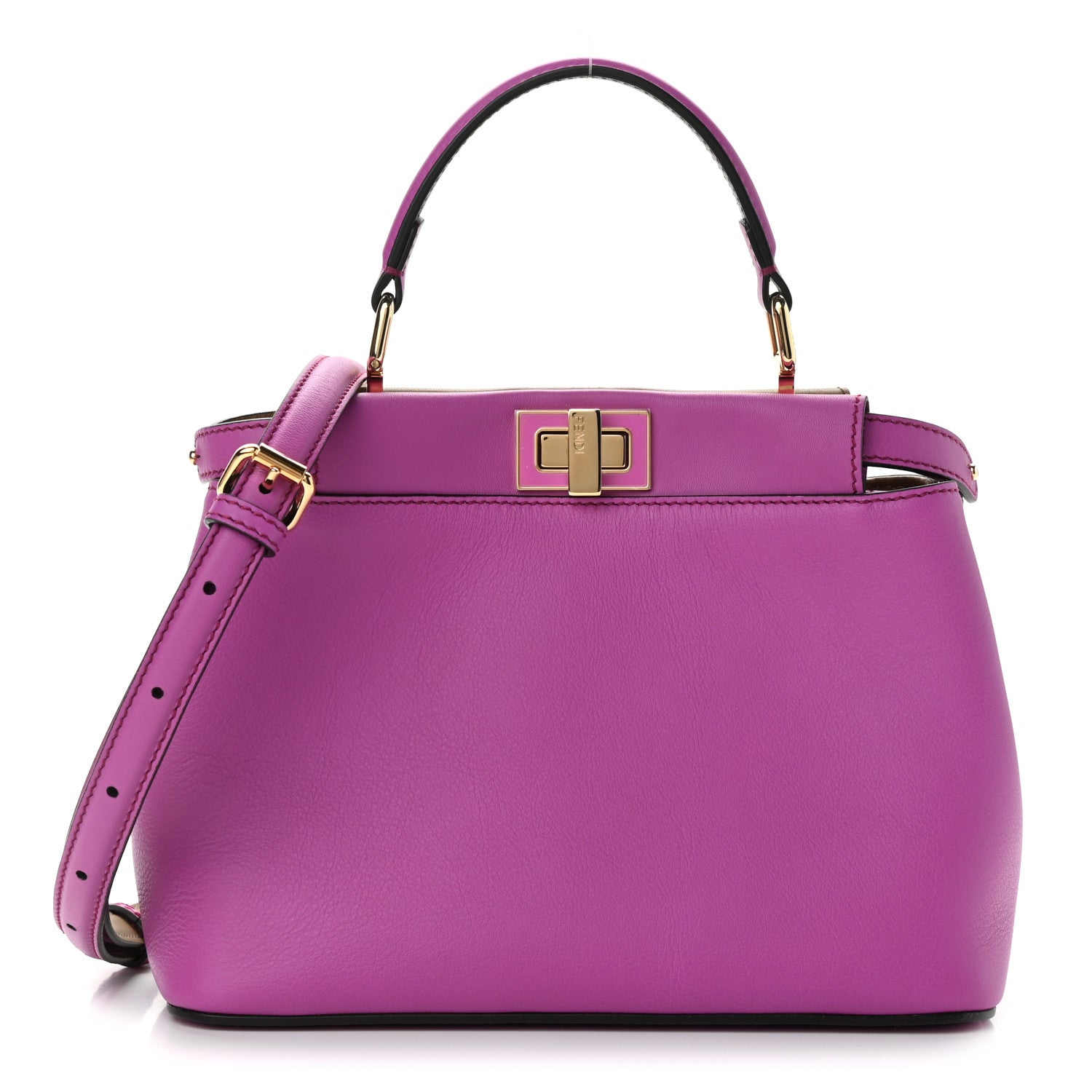 Fendi Vitello Seta Nappa Plexiglass Bi-Color Mini Peekaboo Iconic Satchel Bouganville Sand 1 of 12