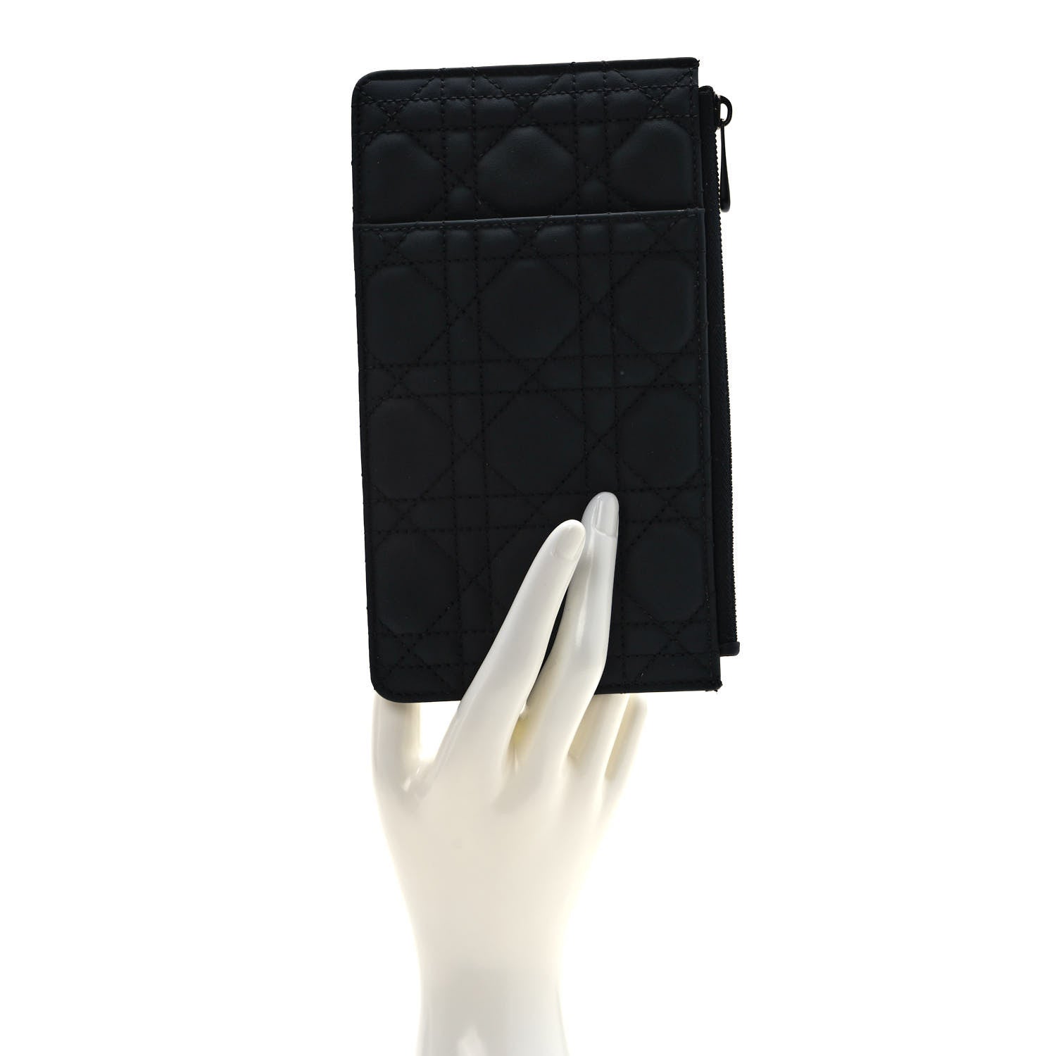 Christian Dior Ultra Matte Calfskin Cannage Large Lady Dior Zip Wallet Black 2 of 6