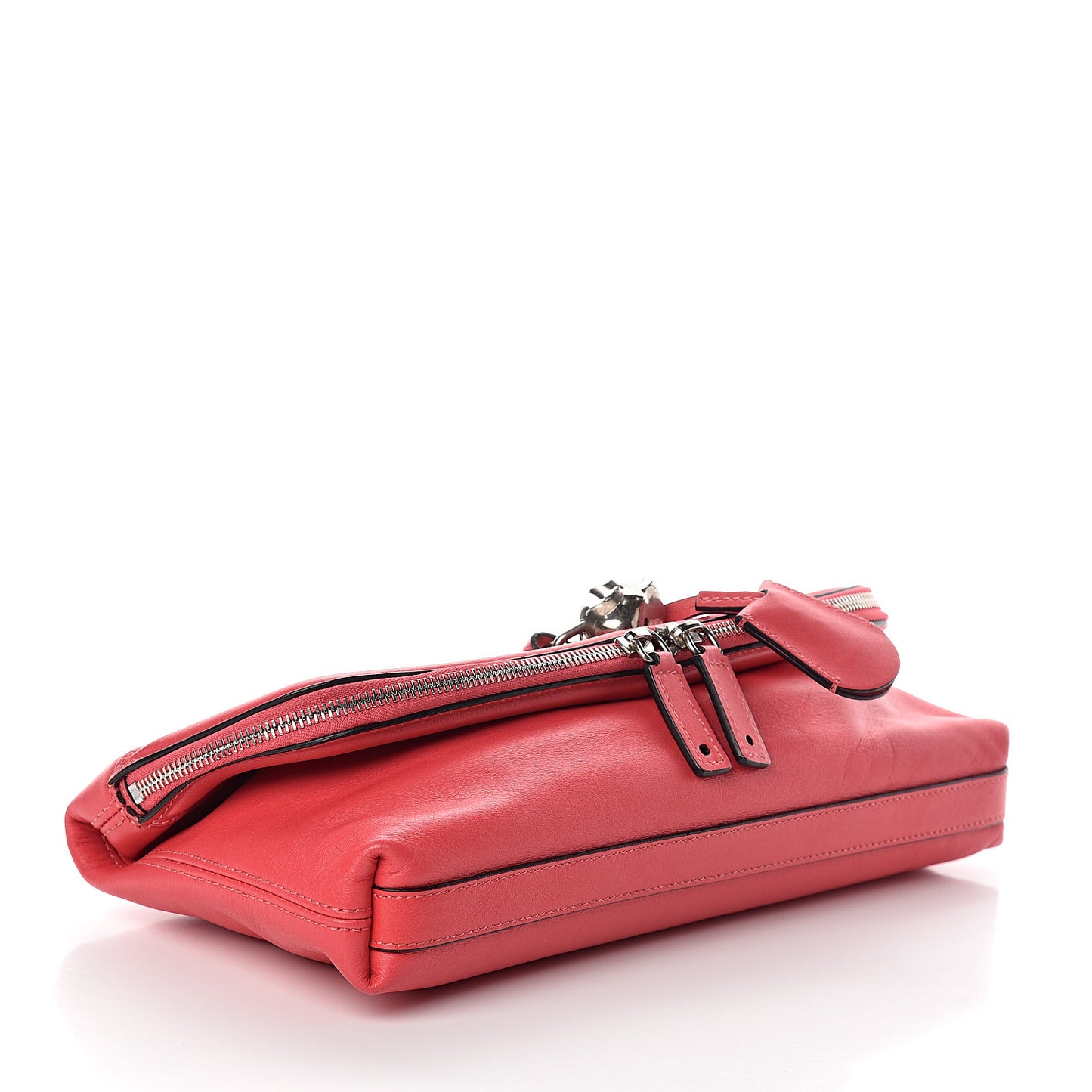 Nappa Padlock Skull Clutch Red