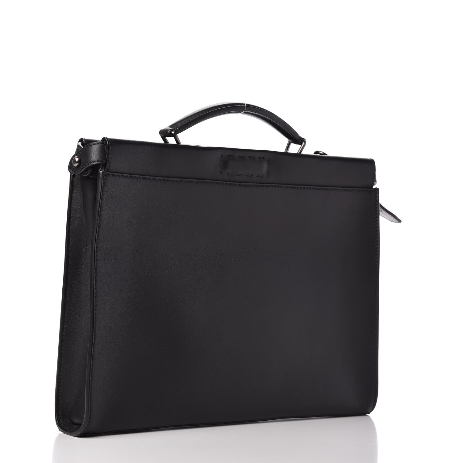 Fendi Vitello Grace FF 1974 Embossed Large Peekaboo Iconic Fit Satchel Black 3 of 8