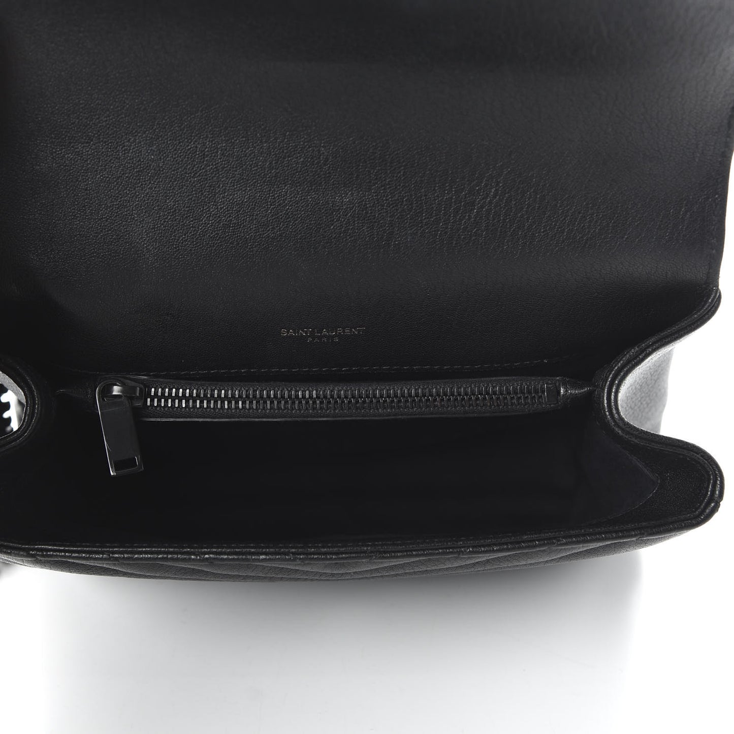Sheepskin Matelasse Chevron Monogram Monochrome Medium College Bag Black