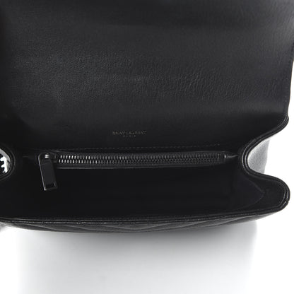 Saint Laurent Sheepskin Matelasse Chevron Monogram Monochrome Medium College Bag Black 5 of 9