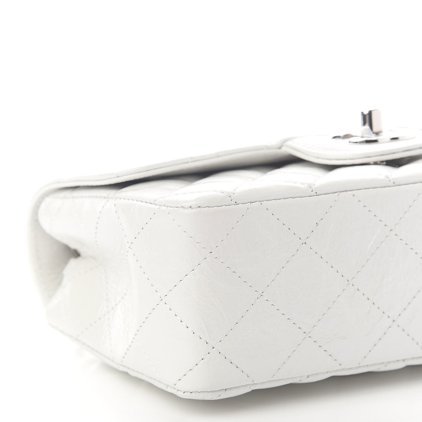 Calfskin Quilted Mini Rectangular Flap White