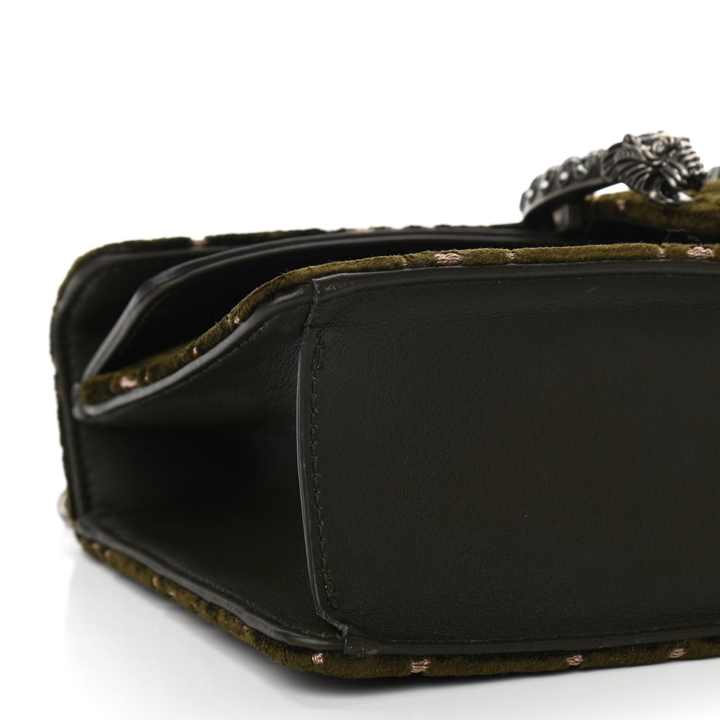 Velvet Moon Calfskin Crystal GG Monogram Small Dionysus Shoulder Bag Dark Olive Rose Gold