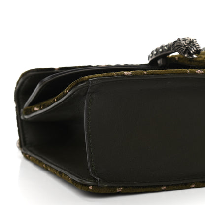 Gucci Velvet Moon Calfskin Crystal GG Monogram Small Dionysus Shoulder Bag Dark Olive Rose Gold 10 of 12