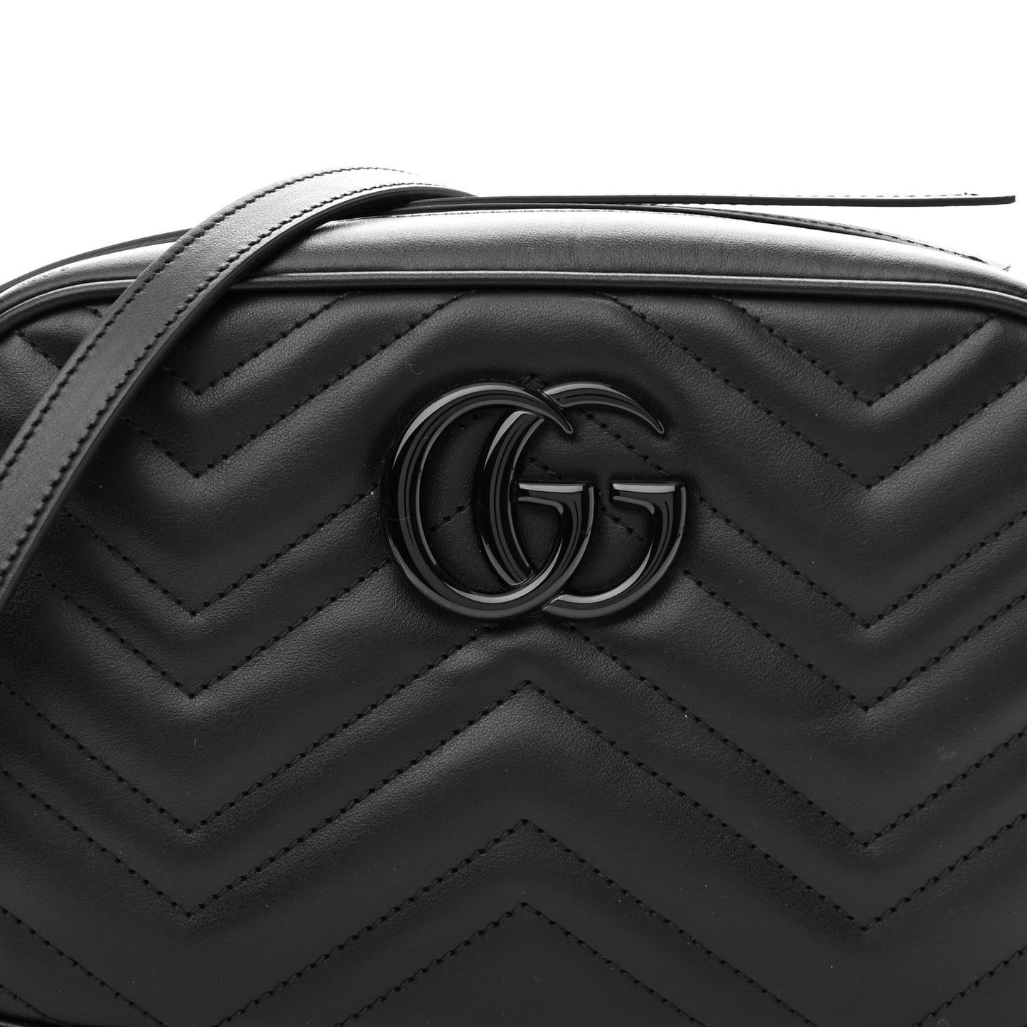 Calfskin Matelasse Monochrome Small GG Marmont Chain Shoulder Bag Black