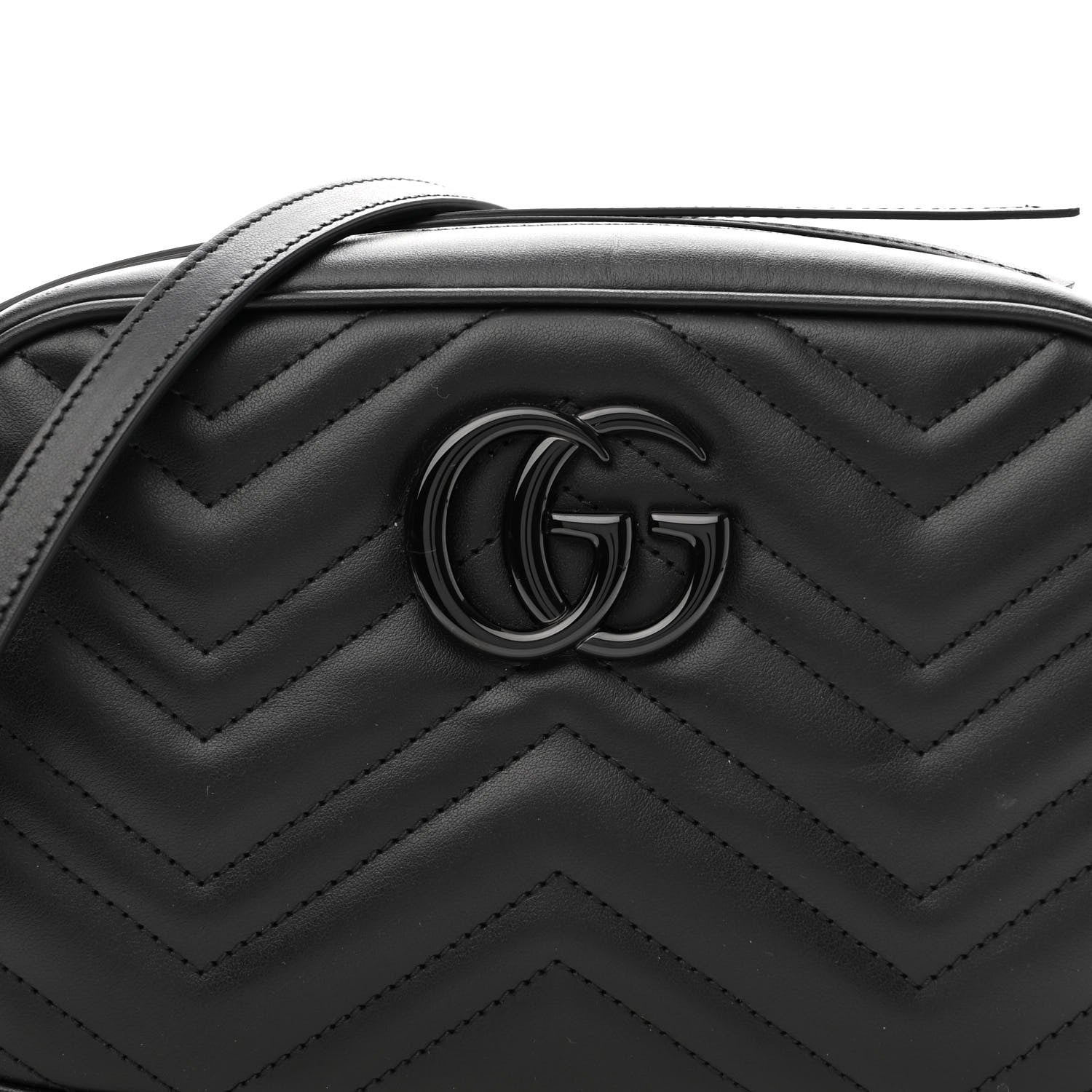 Gucci Calfskin Matelasse Monochrome Small GG Marmont Chain Shoulder Bag Black 8 of 10