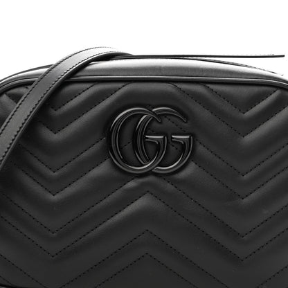 Gucci Calfskin Matelasse Monochrome Small GG Marmont Chain Shoulder Bag Black 8 of 10