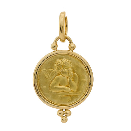Temple St. Clair 18K Yellow Gold 16mm Angel Pendant 1 of 3