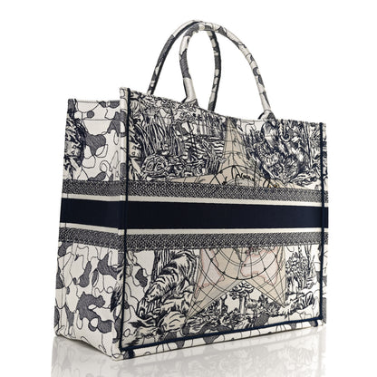 Christian Dior Canvas Embroidered Large Around The World Book Tote Blue 2 of 10