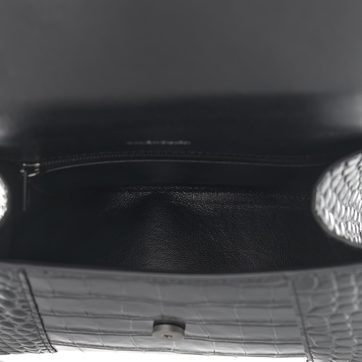 Balenciaga Shiny Calfskin Monochrome Crocodile Embossed Small Hourglass Top Handle Bag Black 5 of 8