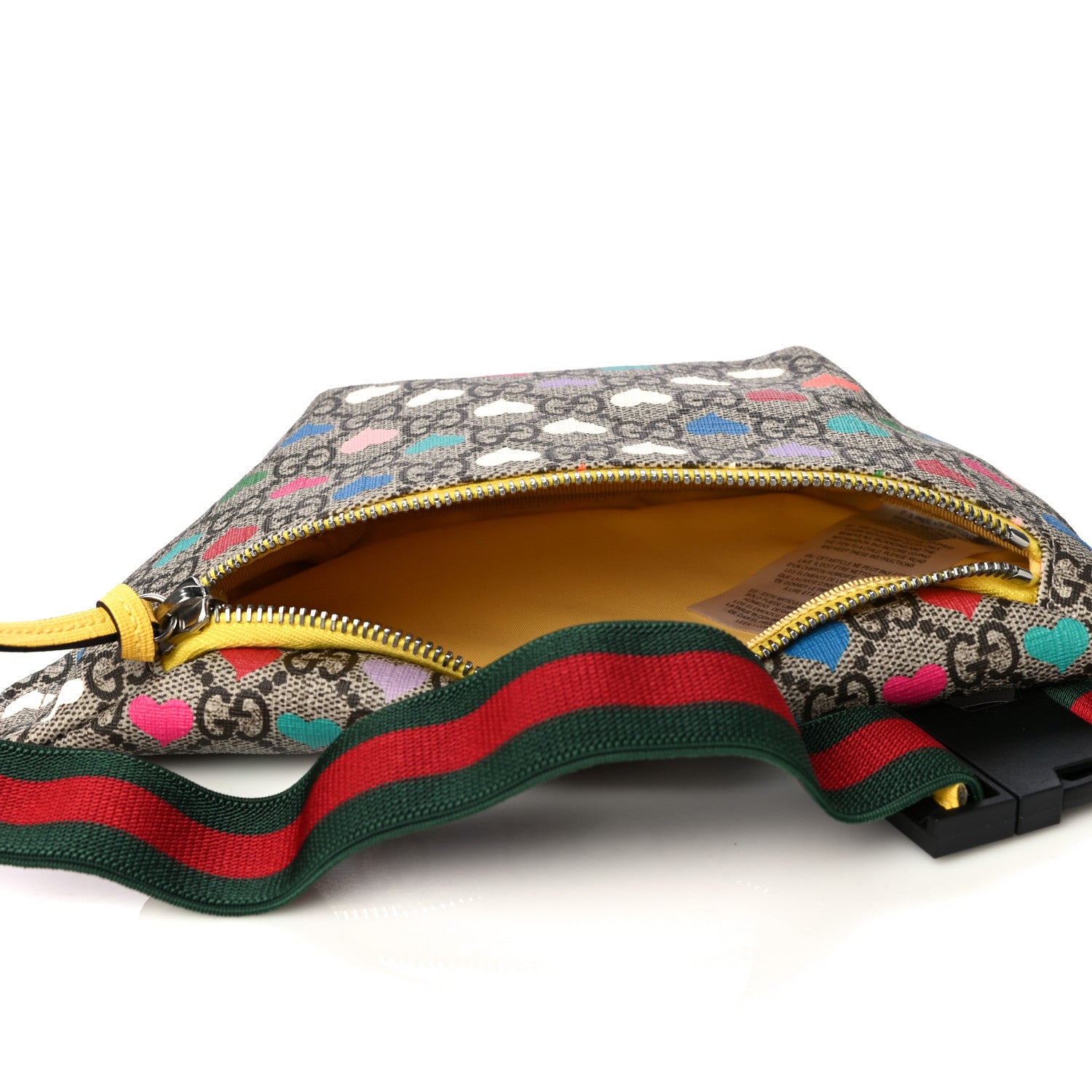 Gucci Soft GG Supreme Monogram Hearts Web Childrens Belt Bag Beige Ebony Multicolor Freesia 4 of 4