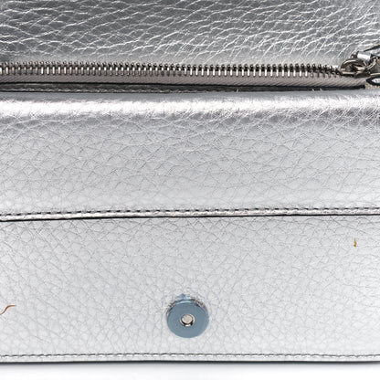 Valentino Garavani Metallic Pebbled Calfskin Rockstud Wallet on Chain Silver 5 of 5
