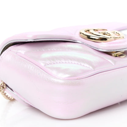 Gucci Iridescent Nappa Chevron Matelasse Super Mini GG Marmont Shoulder Bag Iridescent Escape Pink 9 of 11