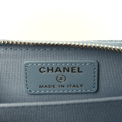 Chanel Caviar Quilted Zip Card Holder Light Blue 6 of 8