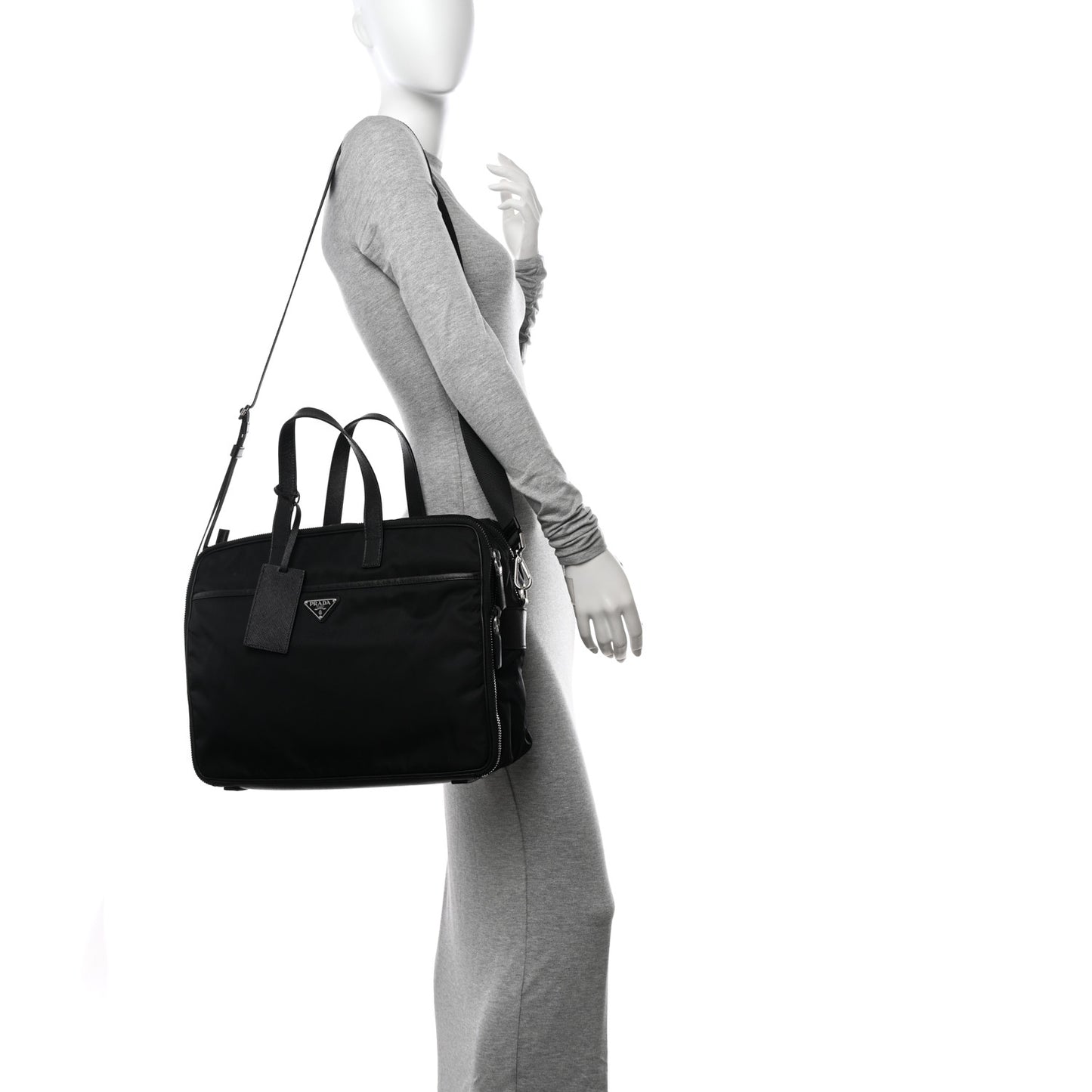 Tessuto Nylon Saffiano Briefcase Black