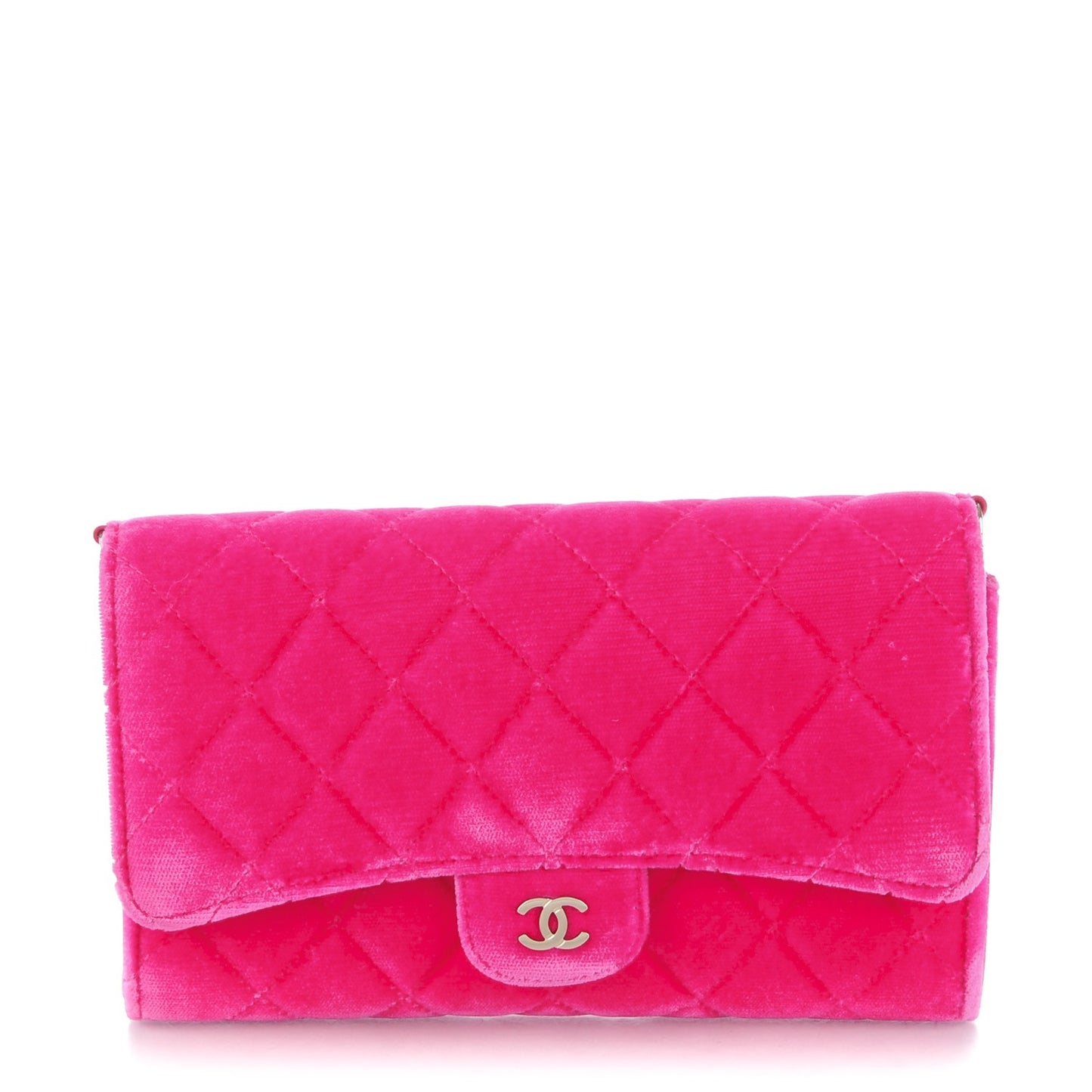 Velvet Quilted Clutch Wallet Pink