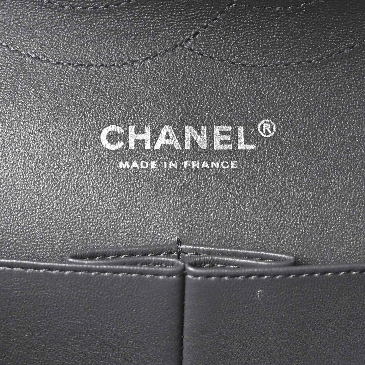 Lambskin Quilted Jumbo Double Flap Dark Grey
