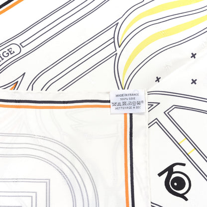Hermes Silk Quadrige Scarf 90 White Banane Chocolat 3 of 4