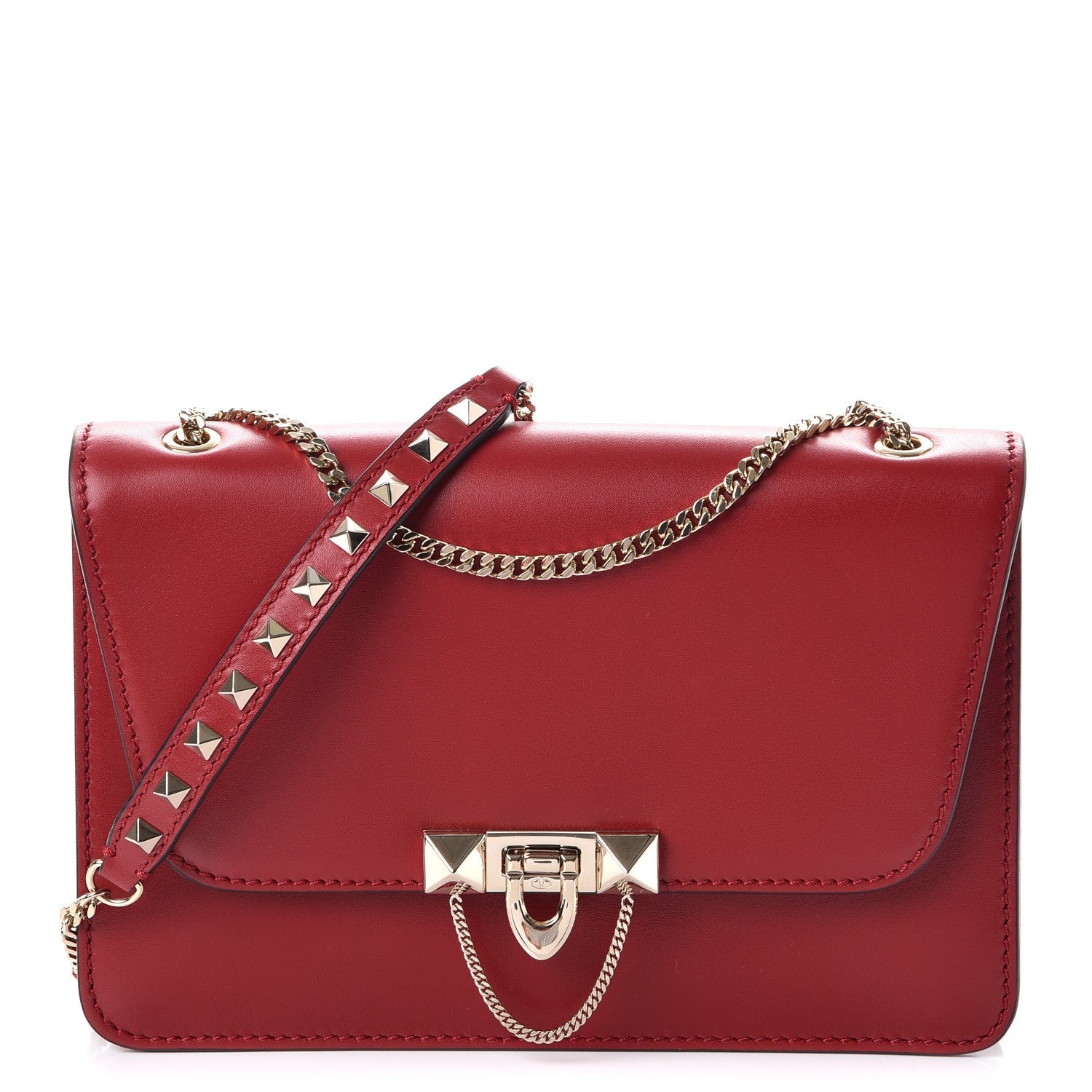 Valentino Garavani Vitello Small Rockstud Demilune Shoulder Bag Rosso Valentino 1 of 9