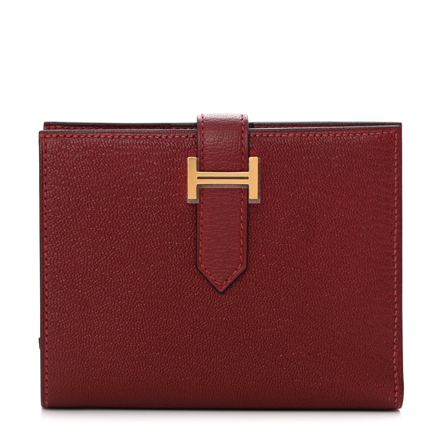 Chevre Mysore Bearn Compact Wallet Rouge H