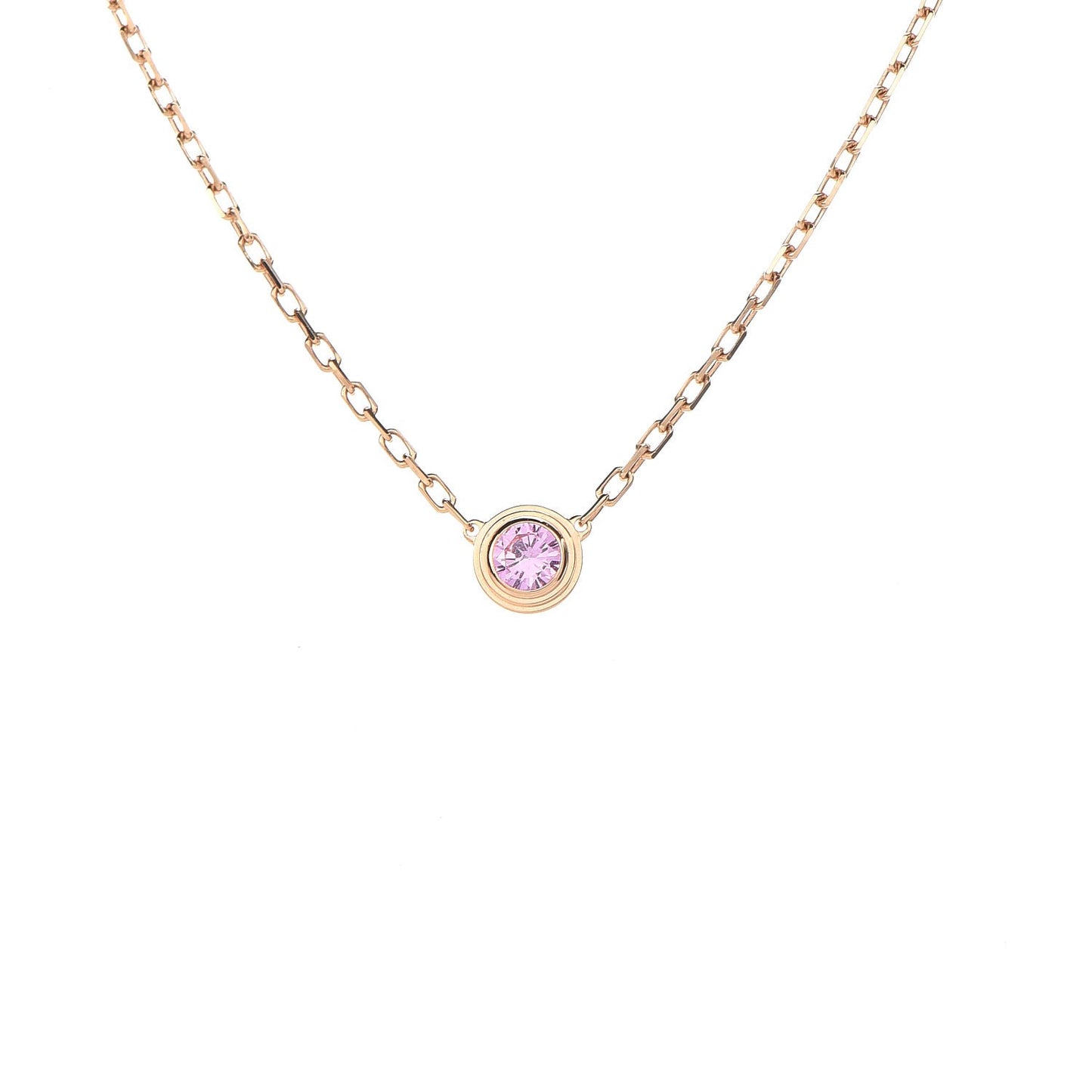 18K Pink Gold Pink Sapphire D'Amour Pendant Necklace