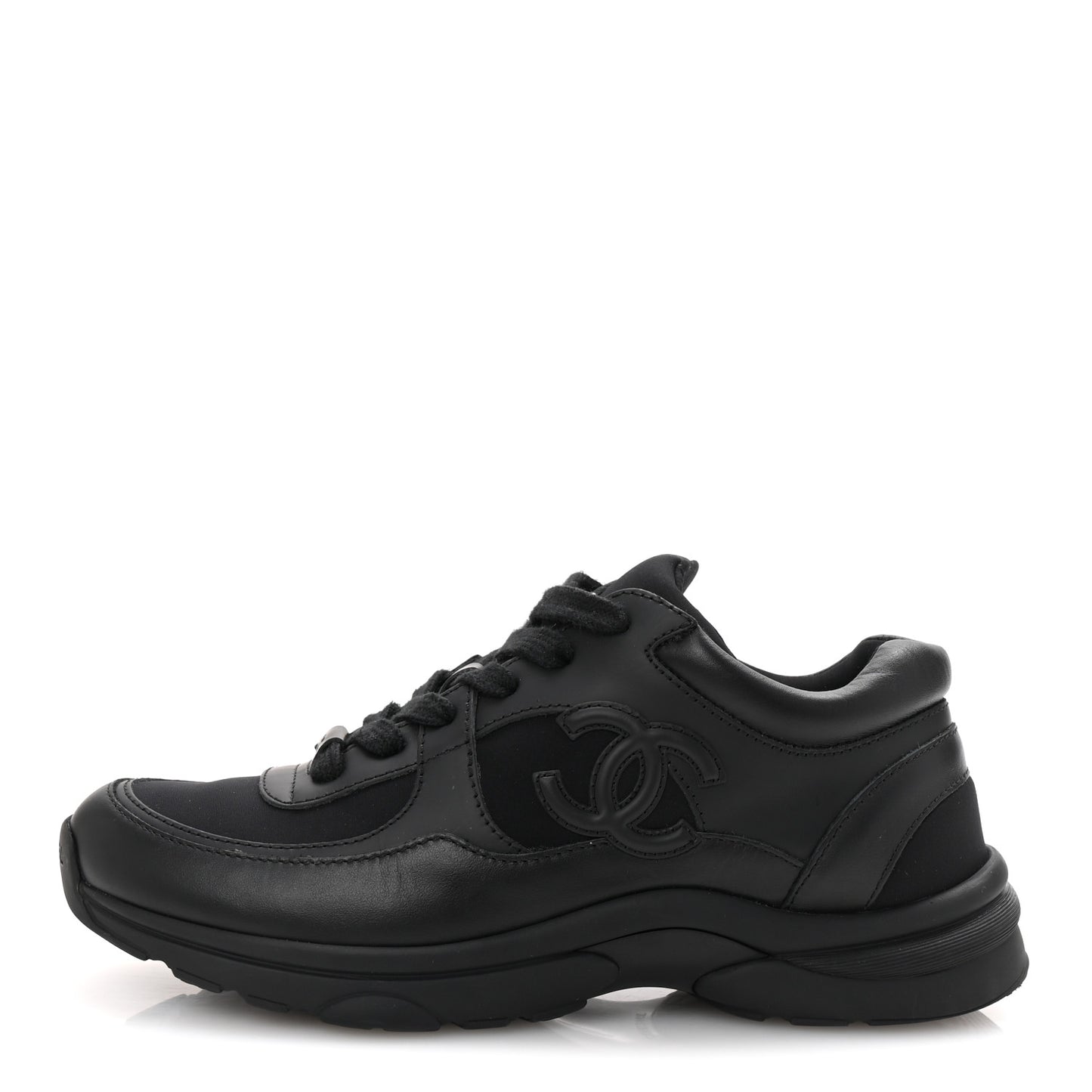 Lambskin Fabric CC Uniform Sneakers 38.5 Black