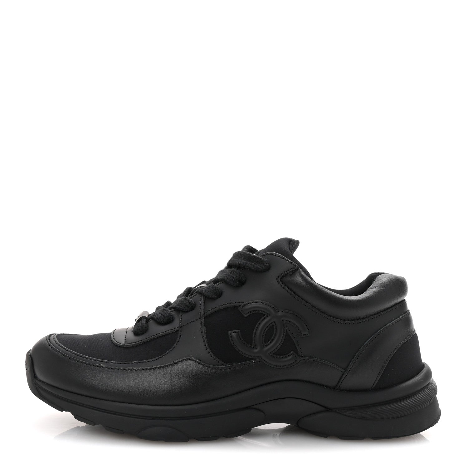 Chanel Lambskin Fabric CC Uniform Sneakers 38.5 Black 1 of 9