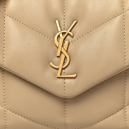 Saint Laurent Lambskin Quilted Toy Loulou Puffer Monogram Chain Satchel Dark Beige 8 of 11