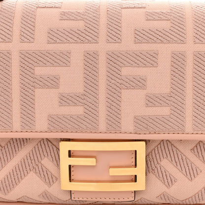 Fendi Canvas Vitello King Extra Strap FF Embroidered Baguette Baby Pink 8 of 10