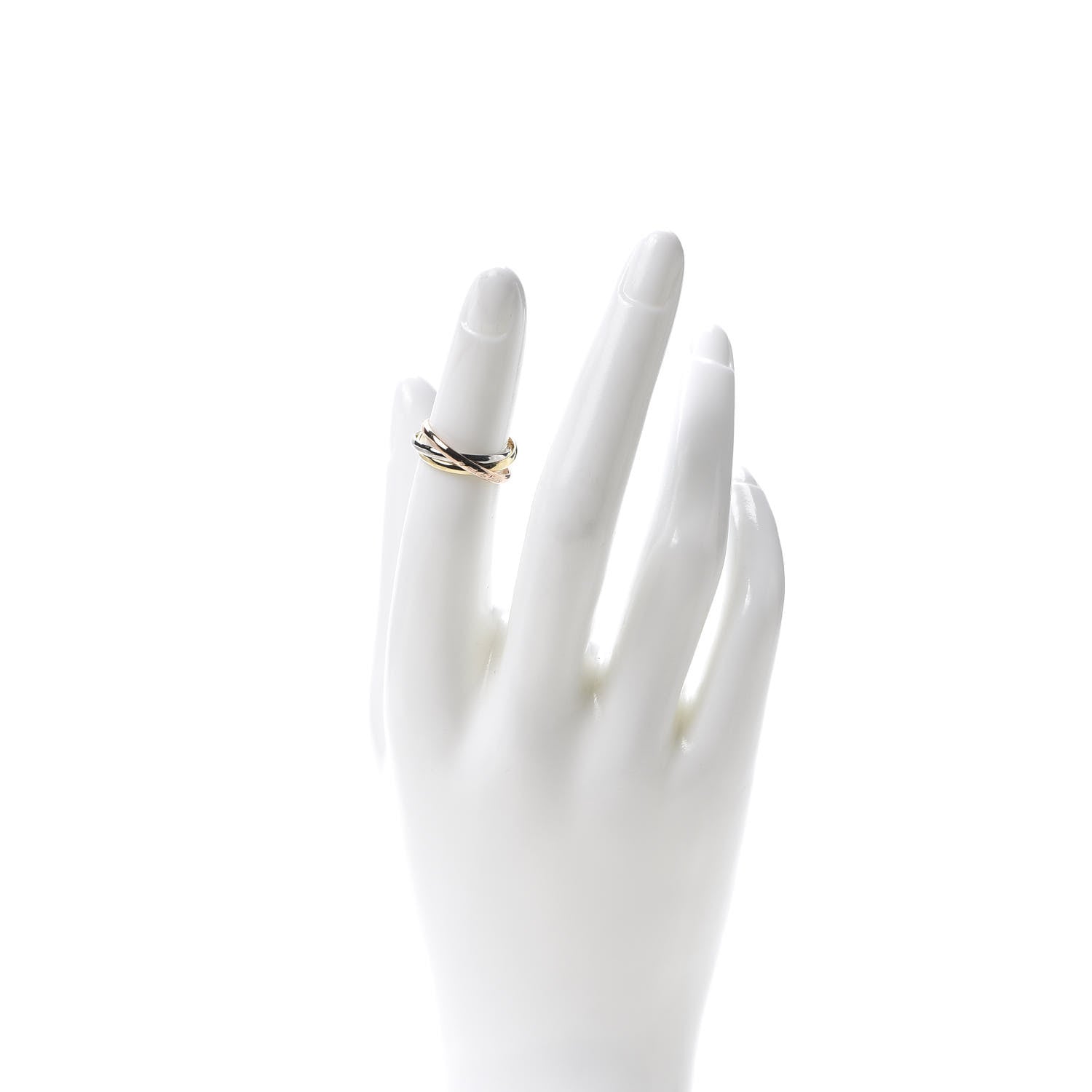 Cartier 18K Pink Yellow White Gold Extra Small Les Must De Trinity Ring 48 4.5 2 of 4