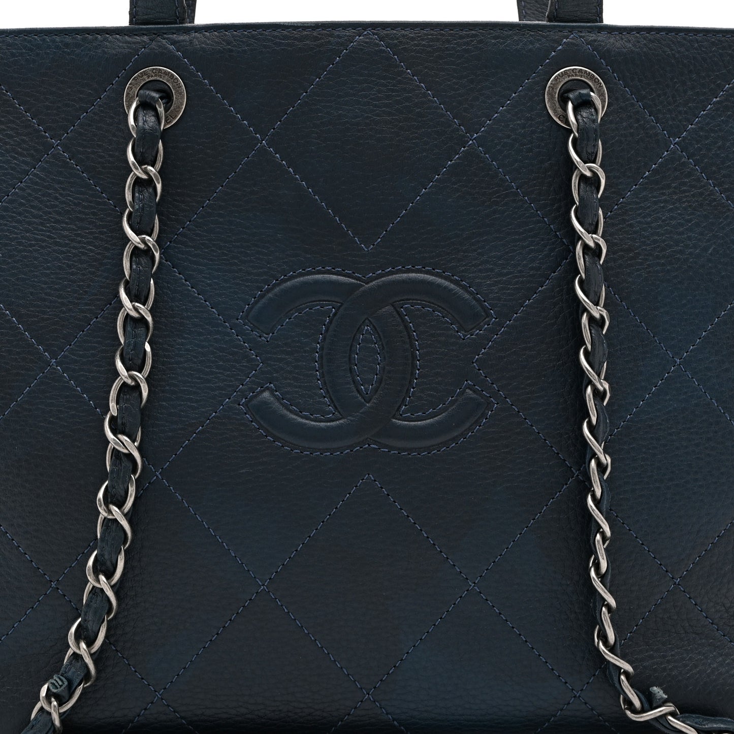 Deerskin Stitched Medium CC Shopping Tote Navy