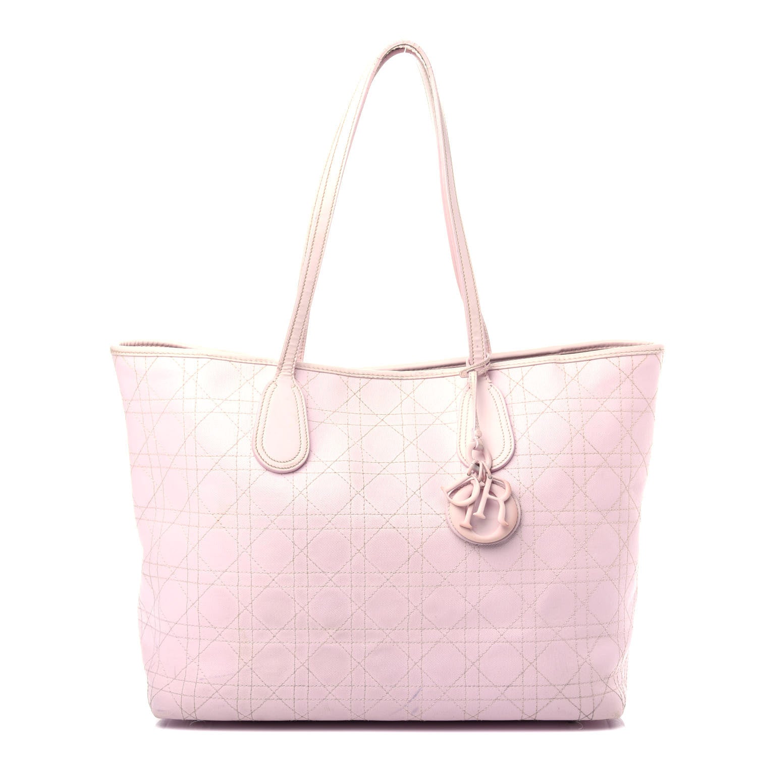 Christian Dior Coated Canvas Cannage Panarea Shopping Tote Pink 1 of 14