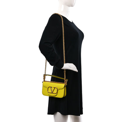 Valentino Garavani Calfskin Vlogo Small Loco Shoulder Bag Shocking Yellow 2 of 8