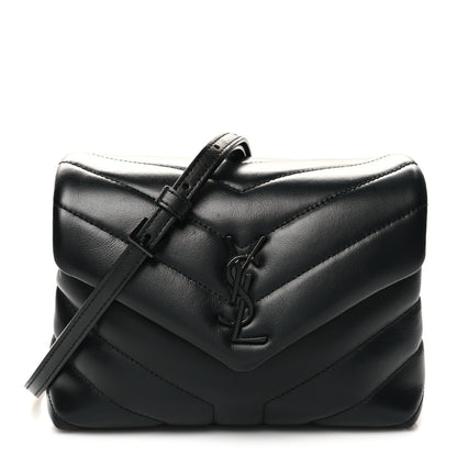 Saint Laurent Calfskin Y Quilted Monogram Monochrome Toy Loulou Crossbody Bag Black 1 of 11