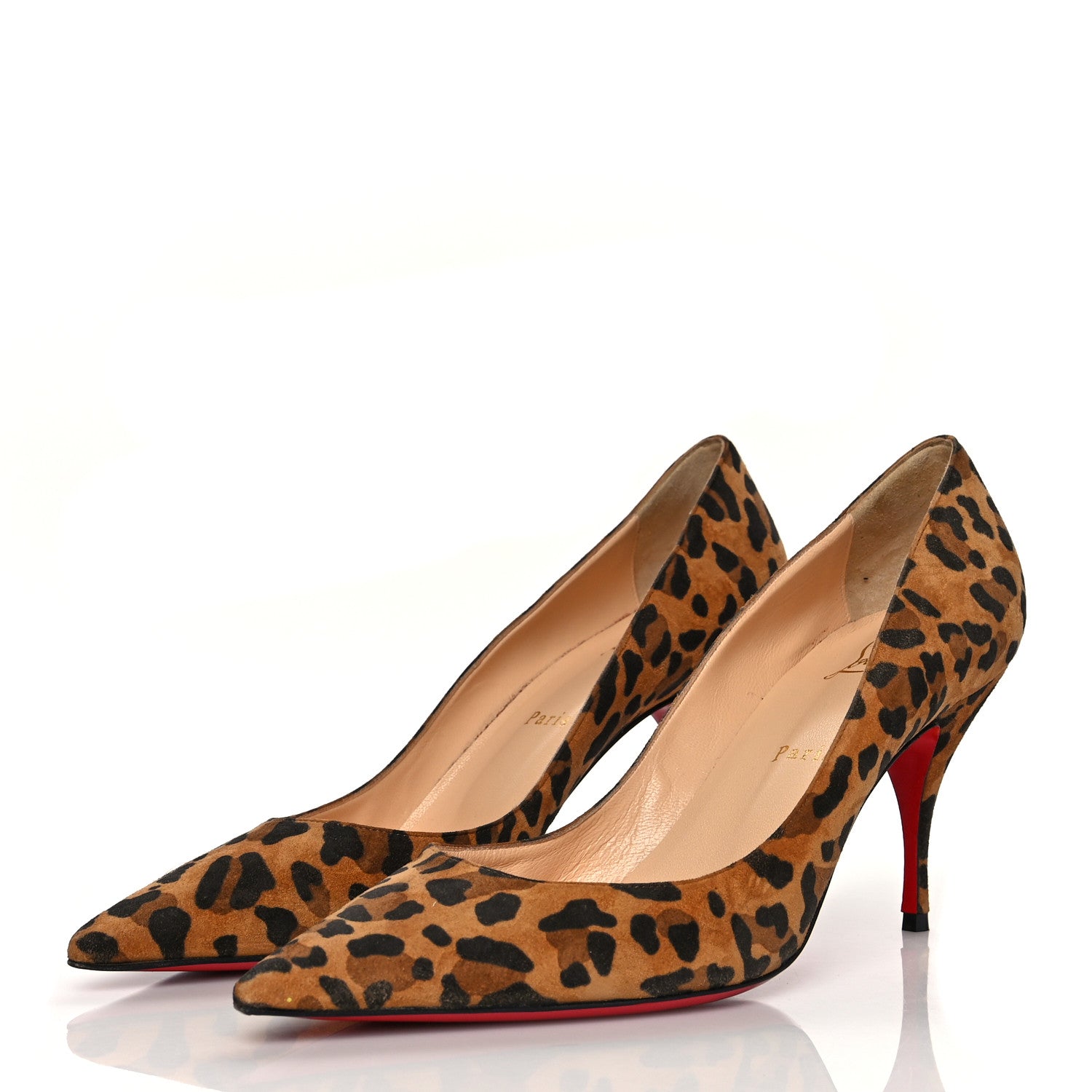 Christian Louboutin Veau Velours Leopard Clare 80 Pumps 38 Caramel 3 of 9