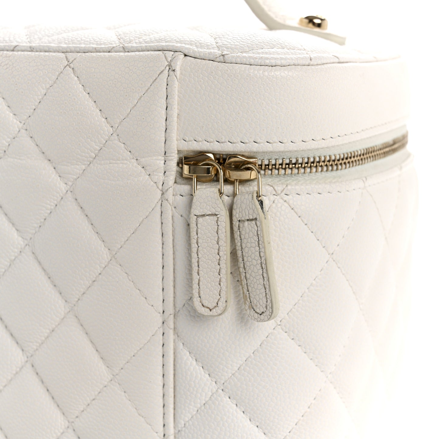 Caviar Quilted Large Vanity Pouch White