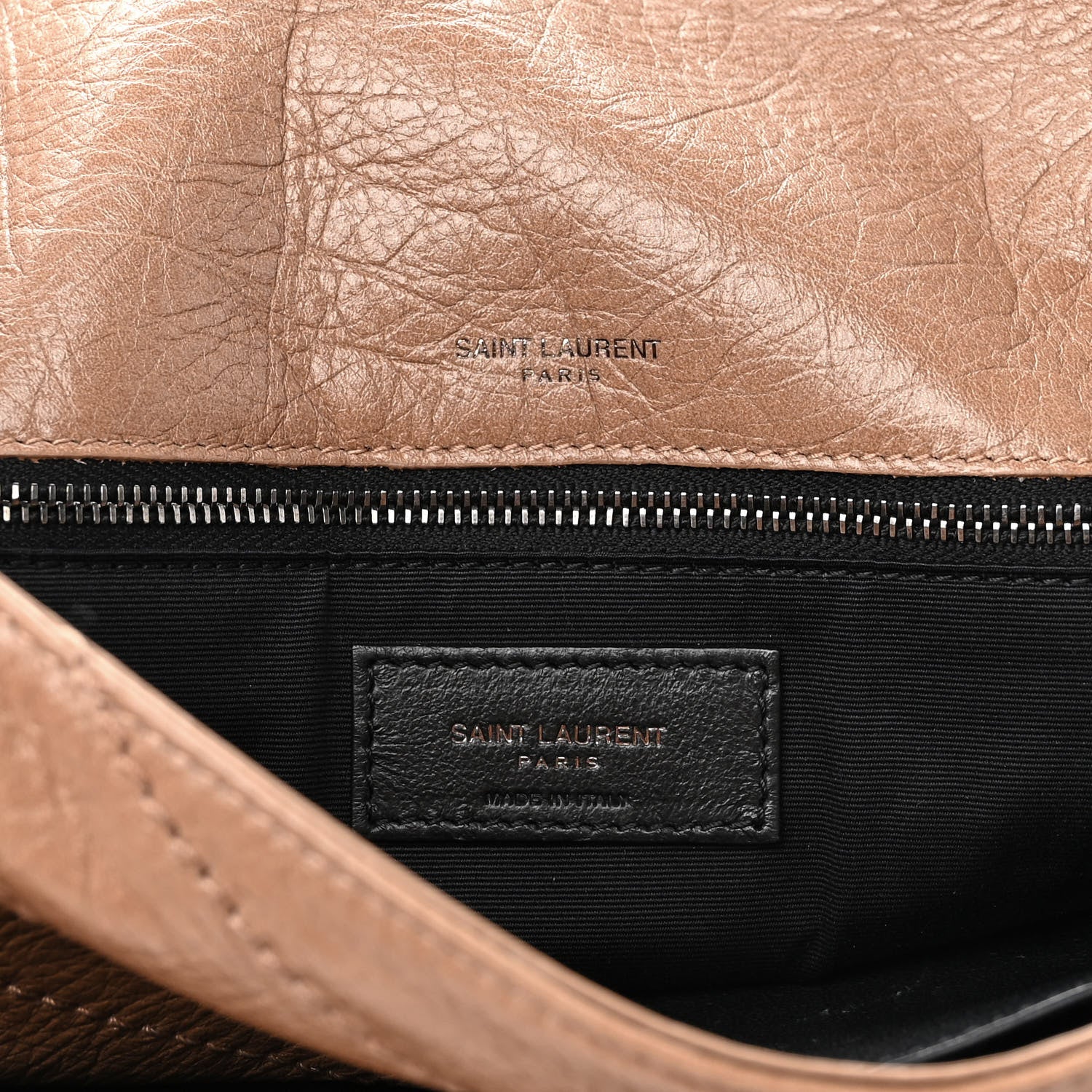 Saint Laurent Crinkled Calfskin Matelasse Monogram Medium Niki Chain Satchel Dark Toffee 7 of 9