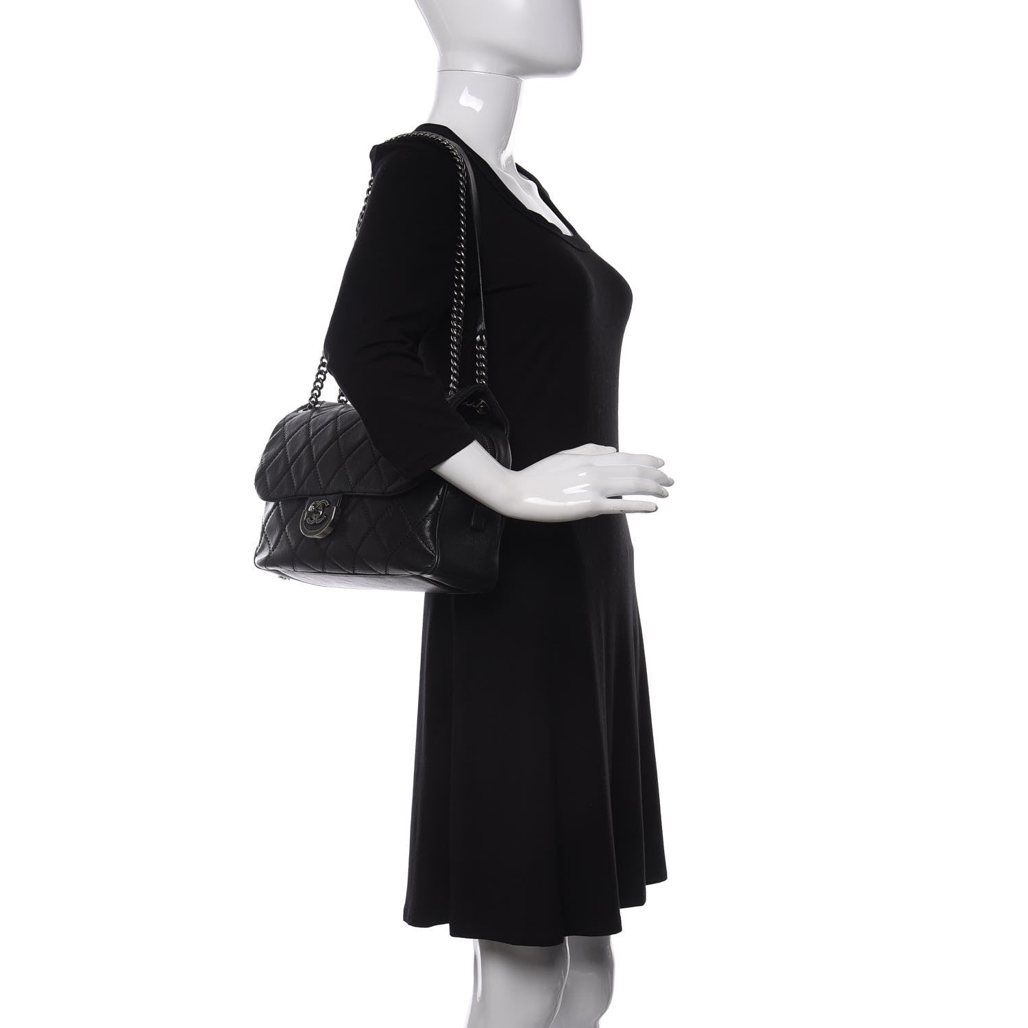 Chanel Calfskin Quilted Jumbo Coco Sporran Flap Black 2 of 10