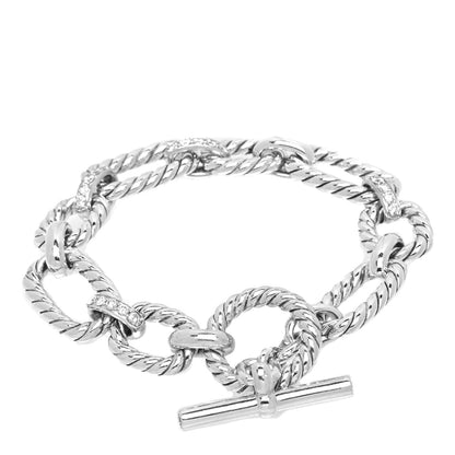 David Yurman Sterling Silver Diamond 12.5mm Cushion Link Bracelet 2 of 3