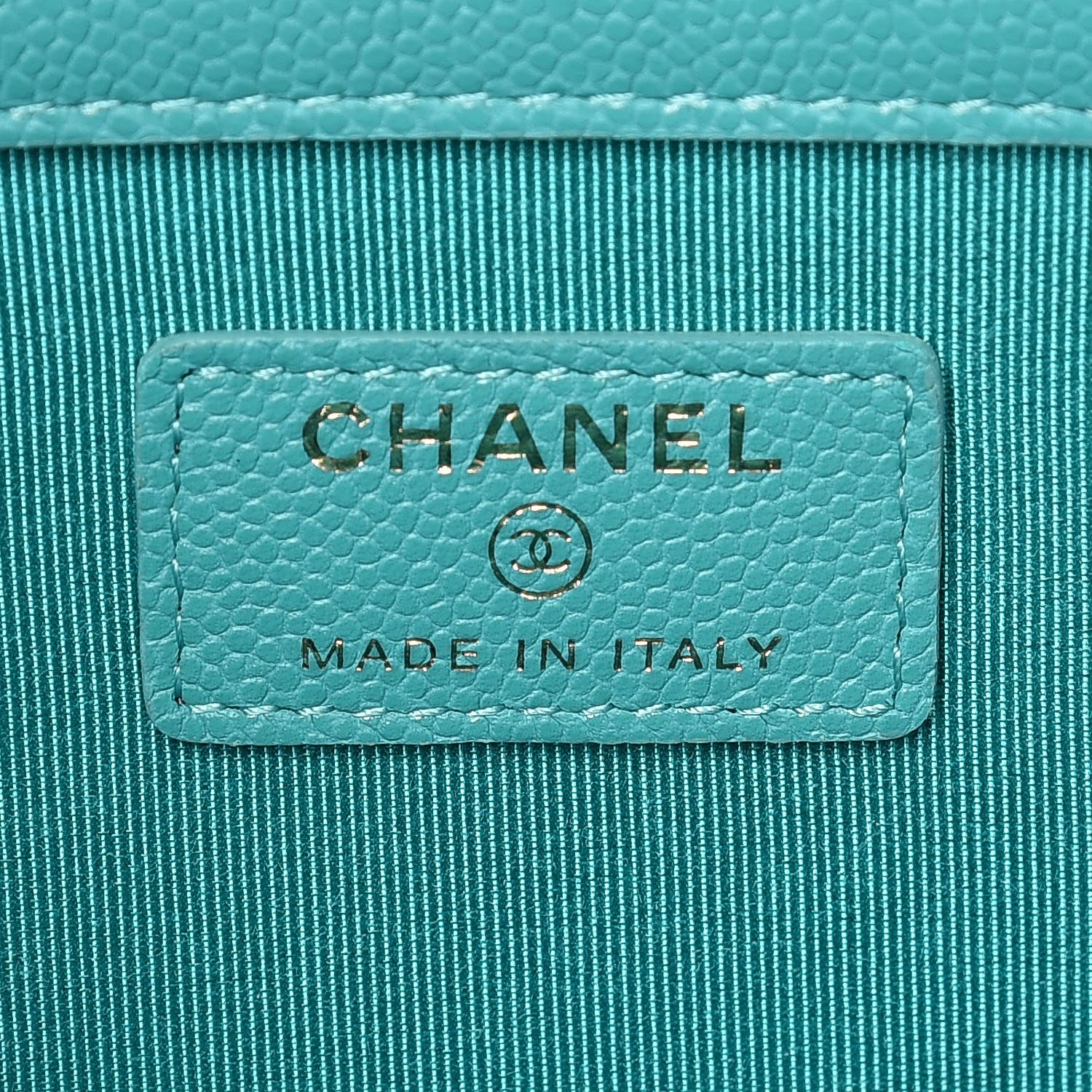 Chanel Caviar Quilted Large Cosmetic Case Turquoise 8 of 10