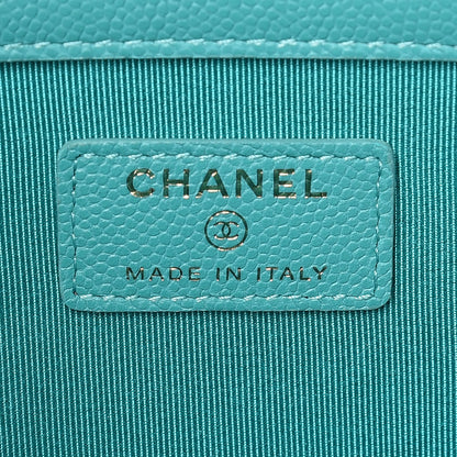 Chanel Caviar Quilted Large Cosmetic Case Turquoise 8 of 10