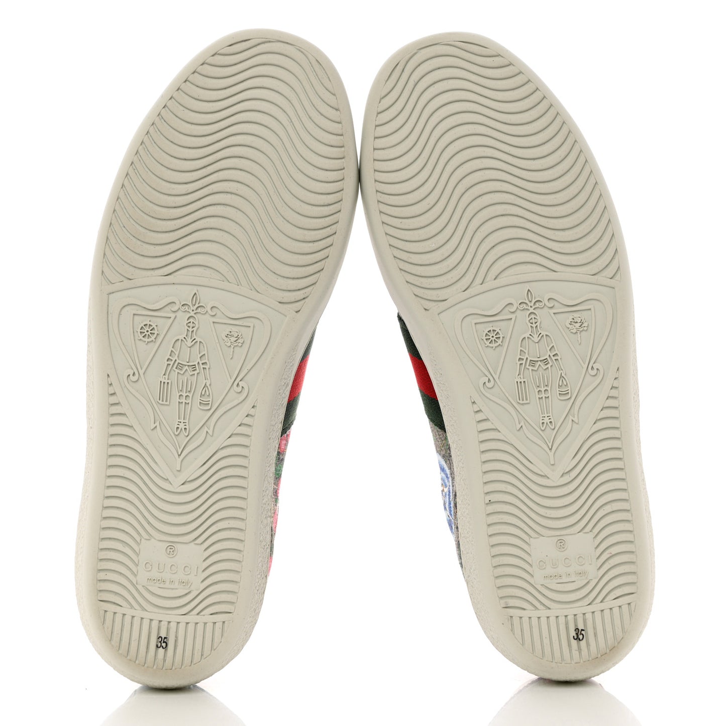 GG Supreme Monogram Flora Web Womens Ace Sneakers 35 Beige Multicolor Rosso