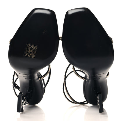 Saint Laurent Satin Crystal Opyum 110 Sandals 39.5 Black 6 of 9