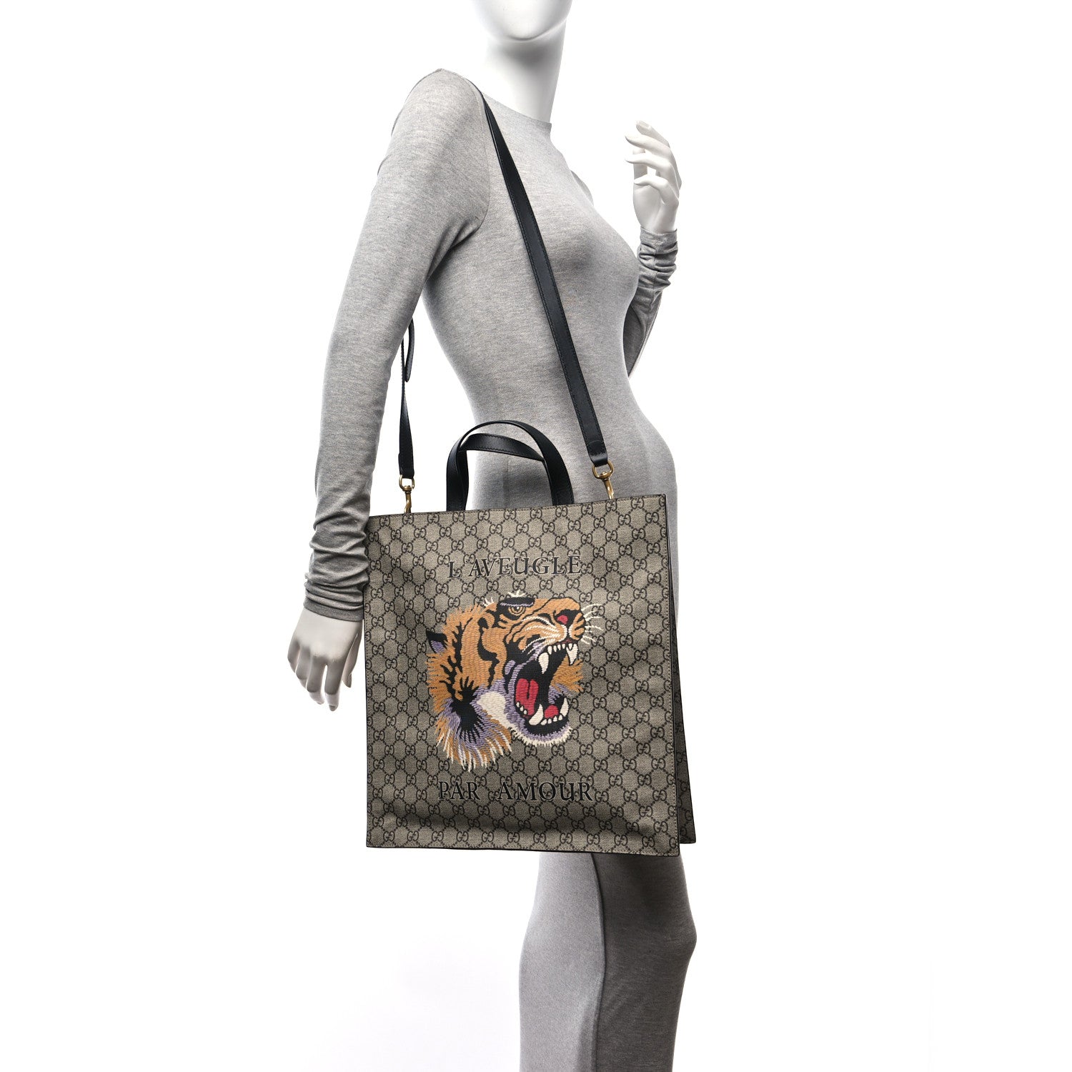 Gucci GG Supreme Monogram L'Aveugle Par Amour Print Vertical Tote Black 2 of 10