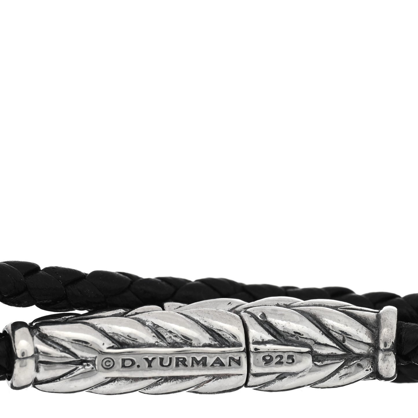 Sterling Silver Leather Mens Chevron Triple-Wrap Bracelet Black