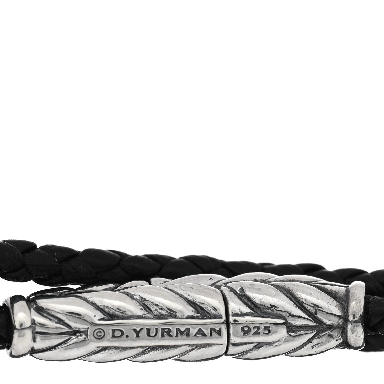 David Yurman Sterling Silver Leather Mens Chevron Triple-Wrap Bracelet Black 3 of 3